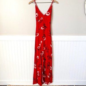 Lulus Red Floral Maxi Dress S